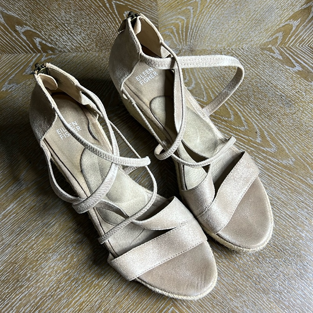 EILEEN FISHER Suede Wanda Espadrille Sandals 10